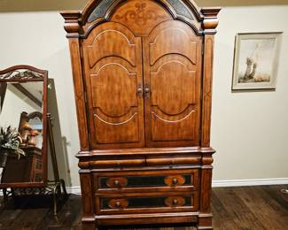 Wooden king bed. With matching dresser, armoire, 2 night stands and chest of drawers all sold seperately 