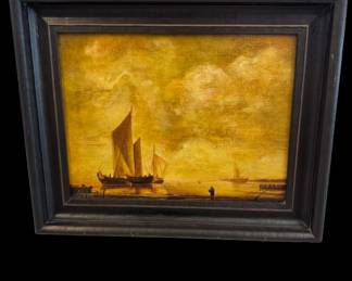 Antique Harbor painting