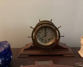 Ships Wheel and Anchor Desk Clock