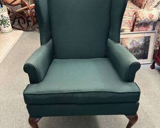 Nice quality green wing back chair.