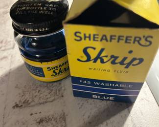 Vintage Sheaffer's Blue Ink.  Cost .25 new!  Ink still in the glass bottle!