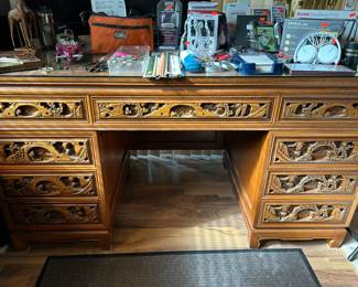Chinoiserie Wood Carved Desk