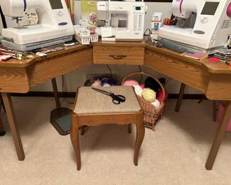 Sewing/Craft Table/Cabinet and Stool