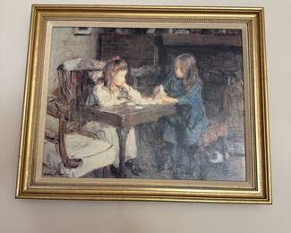 reproduction of "The House Builders" by Irish artist Walter Osborne.