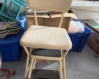 Cosco Kitchen Stool 2 Step, Yellow White 50's MCM, Vintage, Metal, Flip Up Seat