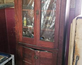 Primitive cupboard glass is missing