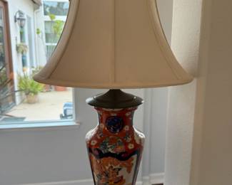 Japanese Imari antique lamp with brass finial