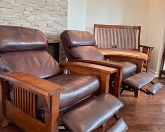 Mission style Arts and Crafts Leather Recliners