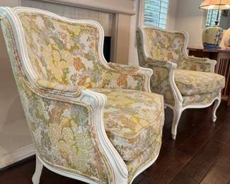 Our FAVES! FRENCH STYLE FATUEIL CHAIRS WITH GORGEOUS ORIGINAL FABRIC