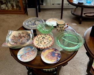 Serving plates, Cookies for Santa, angels, religious themes, end tables, side tables, coffee tables, glasses, and more. 