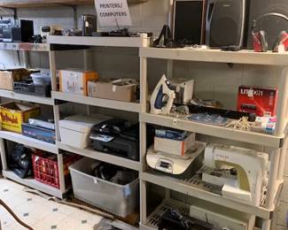 Office supplies! Sewing machines, speakers, printers, computers, irons, all organized and value-priced! 