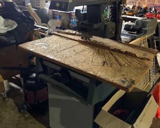 Electric radial saw for sale. This garage is LOADED with tools for you to buy at amazing prices! 