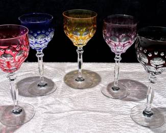 Five Cut To Clear Wine Glasses