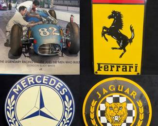 Mercedes, Ferrari, Jaquar Metal Signs Offenhauser Hardback