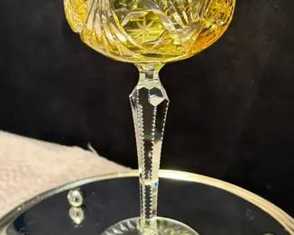 Lemon Yellow Bohemian Crystal Wine Glass