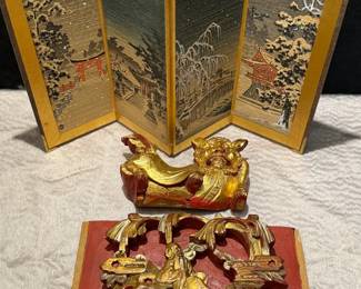 Chinese Carved Wood Panels Table Screen