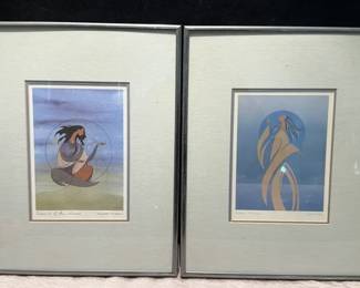 Pair of Loyan Mani Lithographs Moon Maiden Spirit of the Winds