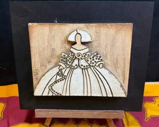 Ceramic Art Relief Sculpture of a Woman