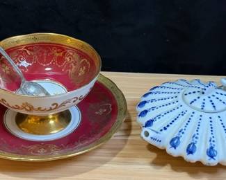 Aynsley Teacup Saucer With Bombay Teapot