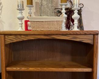 Holiday Decor, Oak Bookcase x 2
