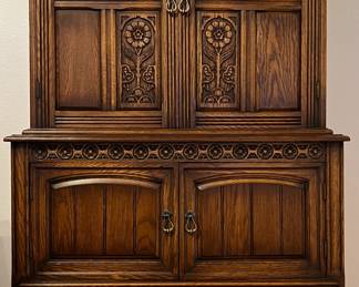 1920's Spanish Oak Dining Hutch