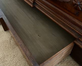Victorian Renaissance Revival Bed and Dresser Mahogany (hidden drawer)