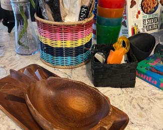 Assorted Pottery, Decor and Cookbooks