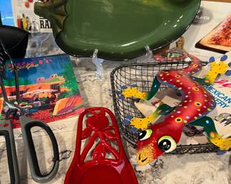 Assorted Pottery, Decor and Cookbooks