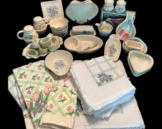 Pfaltzgraff Garden Party Table Settings, Napkin Rings, Napkins,  Serving Ware 