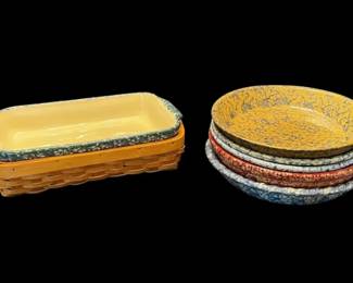 Spongeware Pottery Pie Dishes Casserole Dish