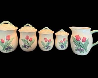 Treasure Craft By Pfaltzgraff Garden Party Canister Set  Pitcher 