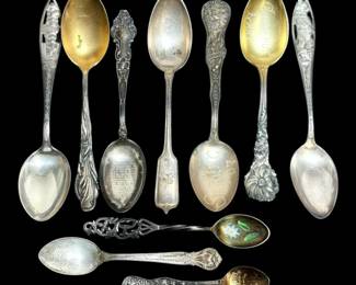 010 10 Antique Sterling Silver Spoons 153g