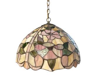 TiffanyStyle Pink Floral Stained Glass Swag Lamp