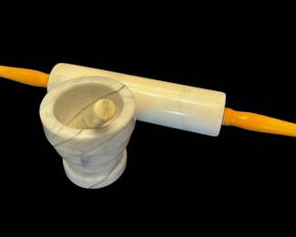 Marble Rolling Pin And Mortar Pestle