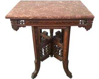 004 Victorian Marble Top Parlor Table