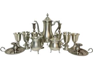 Pewter Tea Pot, Candle Stick Holders, Weighted Cups, More