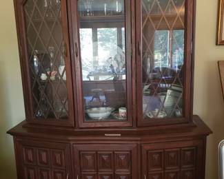 China hutch, teak wood, comes in 2 pieces