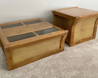 MCM Rattan Table Set