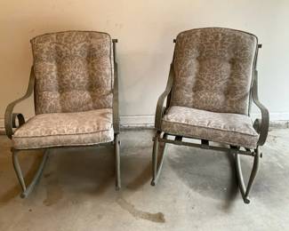 Two Metal Outdoor Rocking Chairs