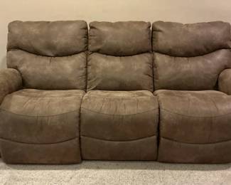 3 Seat Brown Reclining Sofa