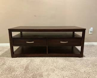 Dark Wood Coffee Table With Storage Drawers