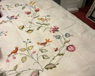 Embroidered full size bed spread