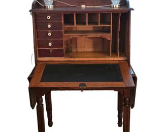 Antique Eastlake Oak Desk with Drop Leaf sides
