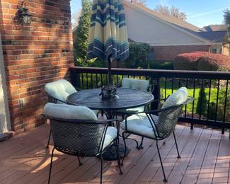 $245.00 - Wrought Iron Patio Table with 4 Chairs with Cushions 