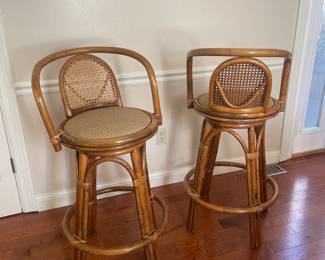 $125.00 - Vintage Bamboo Bar Stools - Set of 2 - 