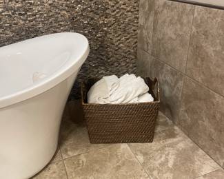 $35.00 - Wicker Towel Basket with Handles - 20” x 14”
