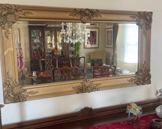 $275.00 - Antique Ornate Gold Wooden Frame Beveled Mirror - 47” x 25”