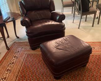 $695.00 - Hancock and Moore Living Room Austin High Back Tilt Back Chair and Ottoman