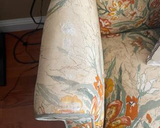 $35.00/each - Floral Print High Back Chairs - One Chair arms are damaged 