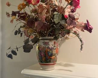 $29.00 -Vintage Kutani Satsuma Toyo Hand Painted Vase Birds and Flowers Porcelain Japan - 10"